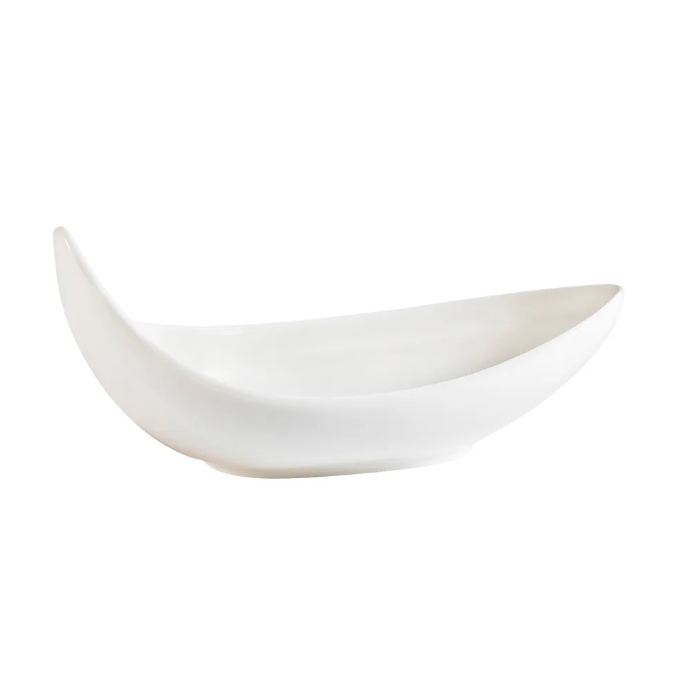CAC China BDS-9 Bowl - 9" Boat-Shape Porcelain, Bone White, Dishwasher/Oven Safe - 1 Dozen