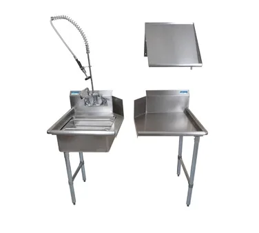 BK Resources BKDTK-48-L-G 48" Dishtable Package w/ Pre-Rinse Basket, Soiled&Clean Dishtables
