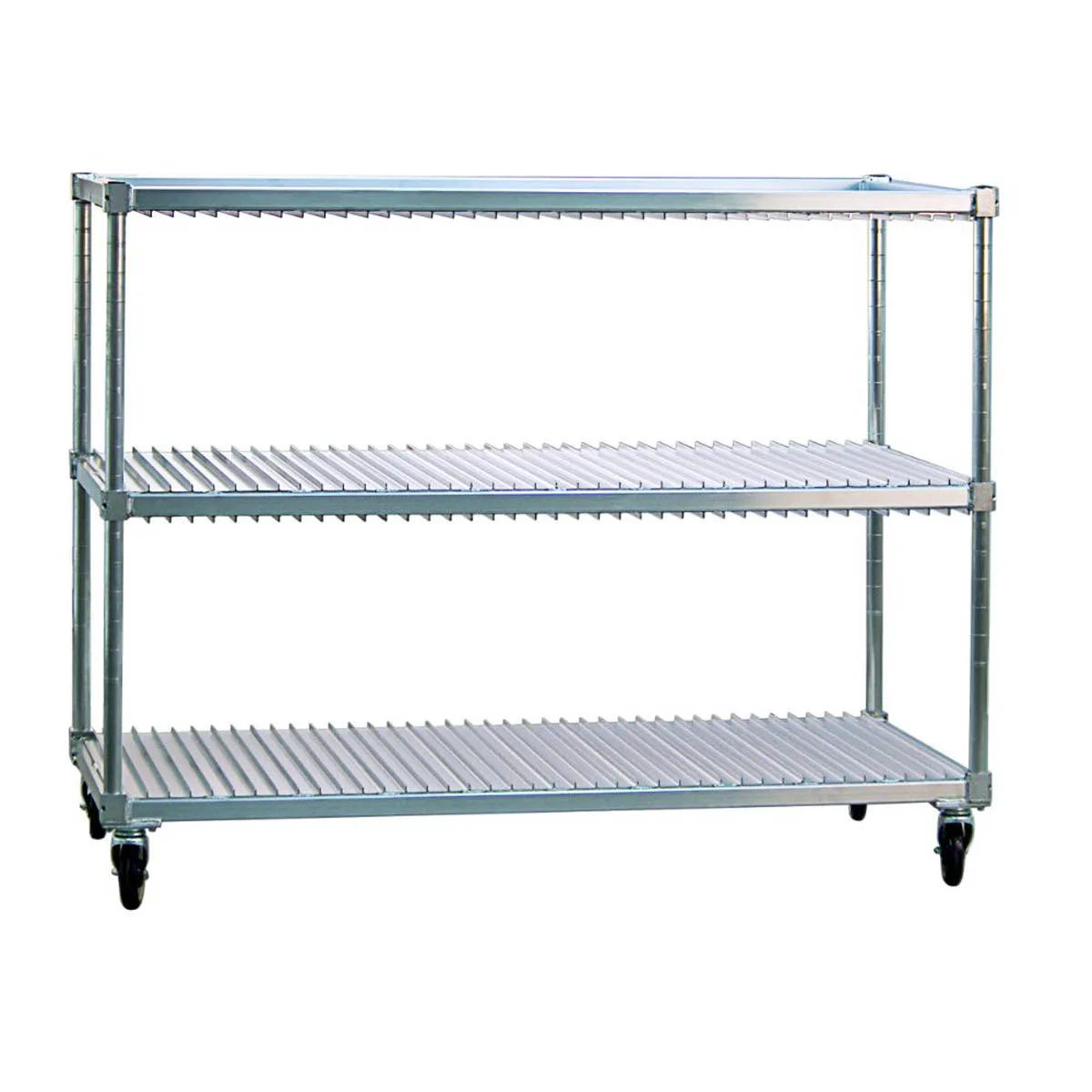New Age 95413 Mobile Heavy Duty Aluminum Tray Drying Rack with 2 Tray Levels 