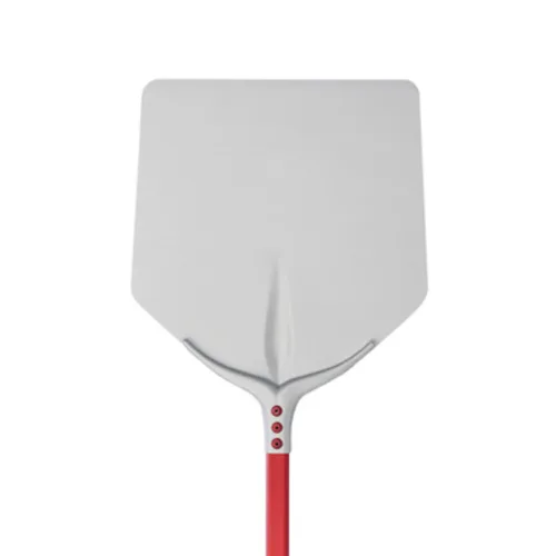 AMPTO 752/33A Square Pizza Peel Shovel, 13" x 13" Anodized Aluminium, 59" Red Handle, Made in Italy