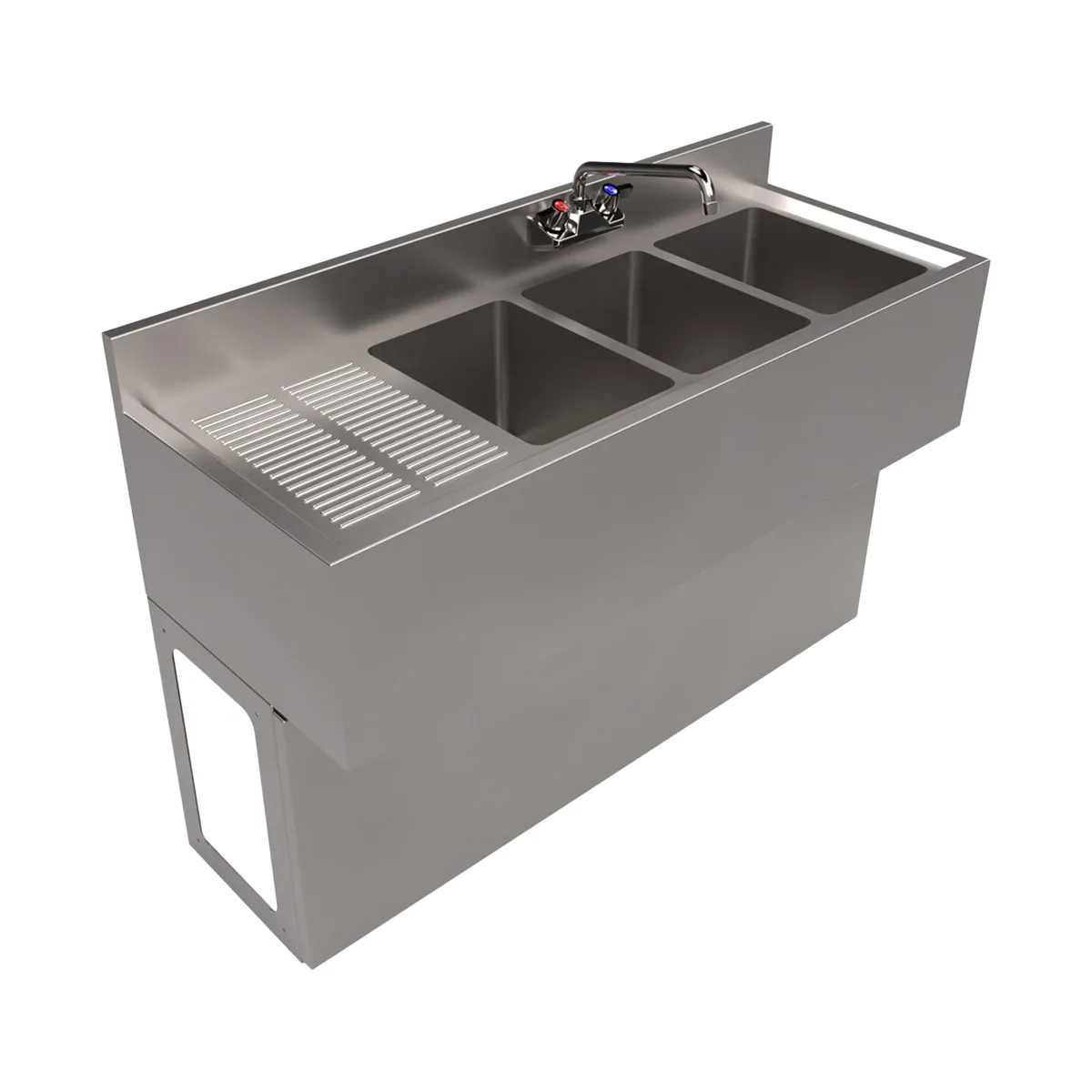 BK Resources UBB-18-348LS Underbar Sink Units, 3 Compartment with Left Drainboard