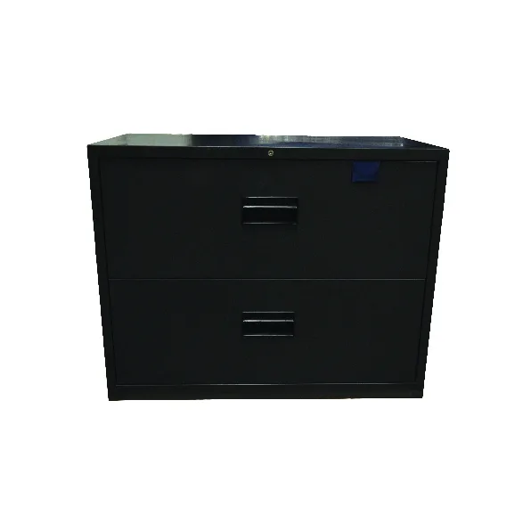 Omcan USA 13075 - 36" Charcoal Black Lateral Filing Cabinet, 2 Drawers, 36" Width, 24" Height
