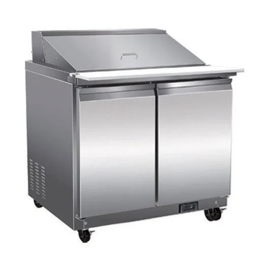 Serv-Ware SP36-12M-HC 36" 2-Section Mega Sandwich/Salad Prep Table w/ 2 Doors, 15 Pans