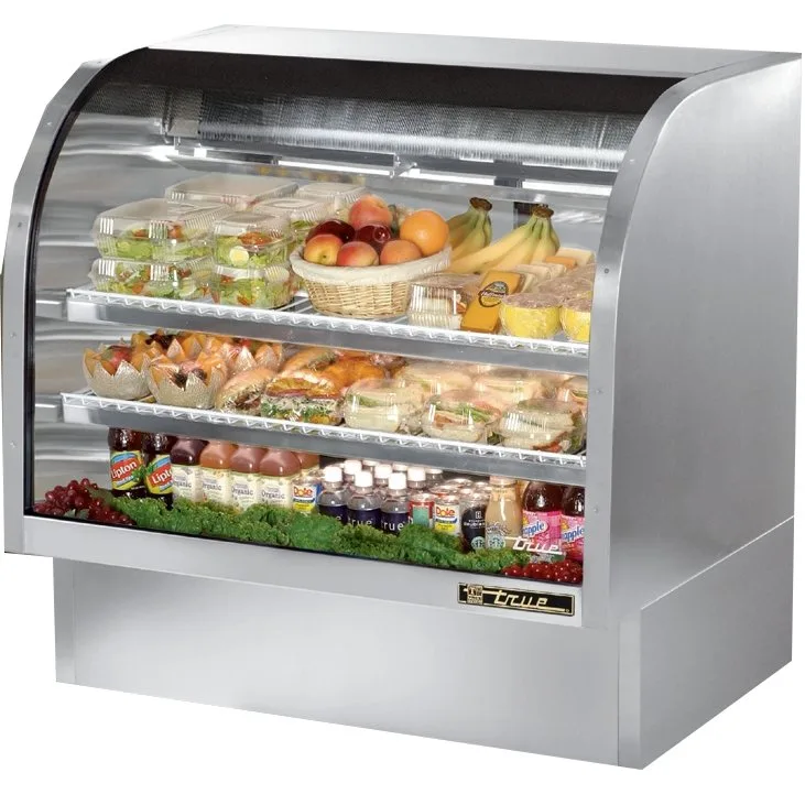 True TCGG-48-S-HC-LD 48" Curved Refrigerated Deli Display Case