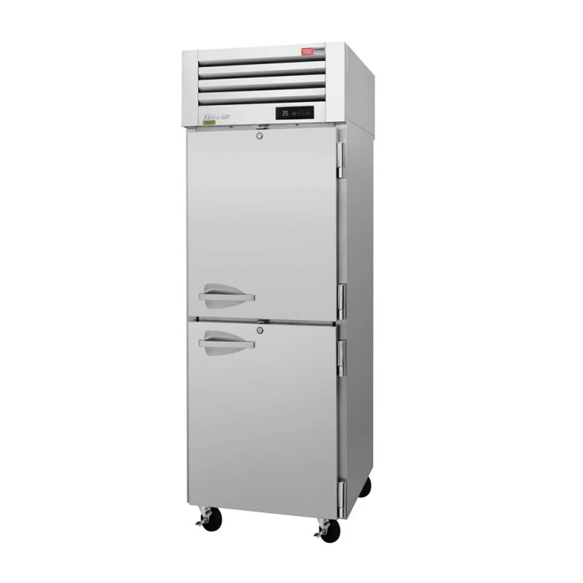 Turbo Air PRO-26-2R-SG-PT-N 1-Section Pass-Thru Refrigerator w/ 2 Glass & 2 Solid Half Doors, Top Mount, Stainless Steel, 27 cu. ft.