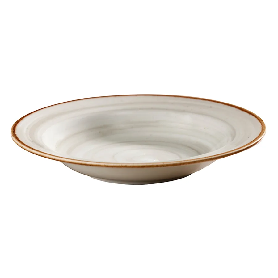 GET PA1607703624 9" Grey Porcelain Bowl 9.7Oz, Rolled‑Edge Rimmed Scratch‑Resist Oven Safe - Dozen