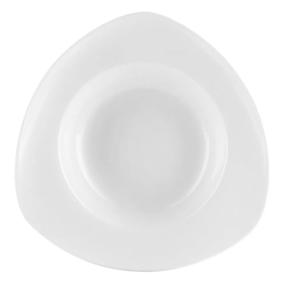 CAC China UVS-T120 - Triangular 22‑Oz Pasta Bowl, 11½" x 2½" Porcelain, Super White, Safe - 1 Dozen