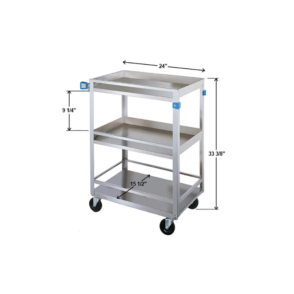 Lakeside 316 3 Shelf Stainless Steel Utility Cart w/ 300 lb Capacity - 27 1/2" x 16 1/4"