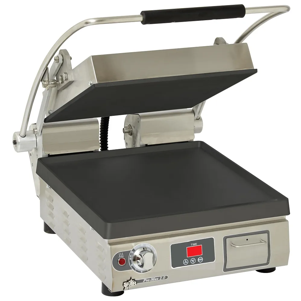 Star PST14IT Single Cast Iron Sandwich Press Grill w/ Timer, Smooth Plates, Manual Controls