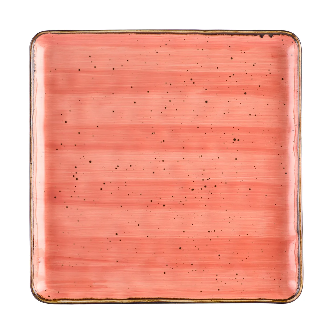 CAC China TUS-SQ21-CRL Tucson Plate, 12" x 12" x 3/4", Square Porcelain Coral, Curved Edge - Dozen