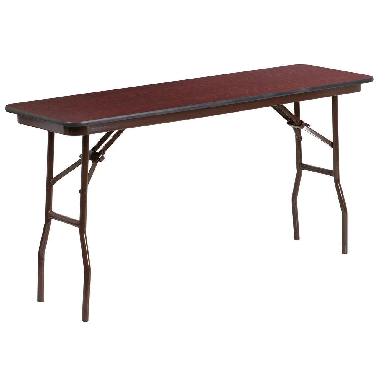 Flash Furniture YT-1860-HIGH-WAL-GG Folding Table, 60"W x 18"D x 30"H, Mahogany Laminate Top, Steel Pedestal Legs, Commercial Grade