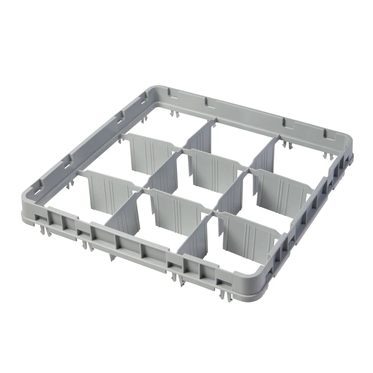 Cambro 9E1151 Full Size Dish Rack Extender, 9 Compartments, Soft Gray, 19-5/8" x 19-5/8" x 2", Adds 1-5/8" to Rack Height