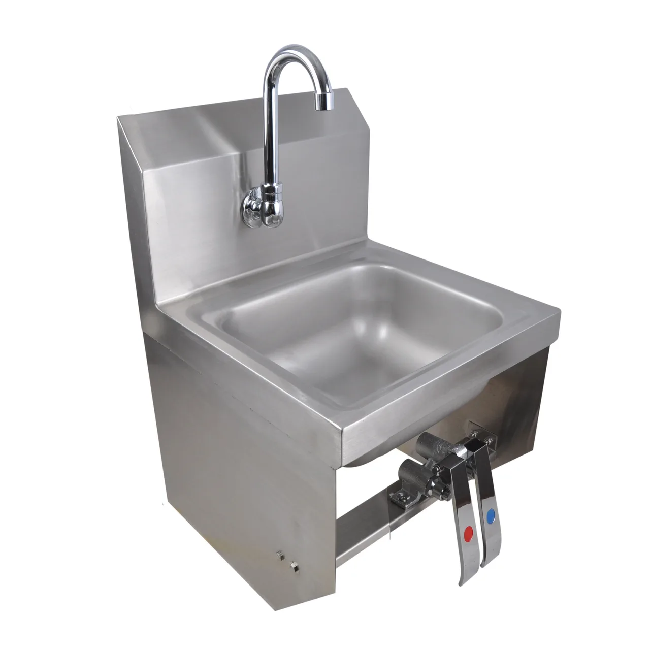 BK Resources BKHS-W-SS-1-BKK-PG 9" Wall Mounted Hand Sink w/Hands Free Faucet&Double Knee Valves