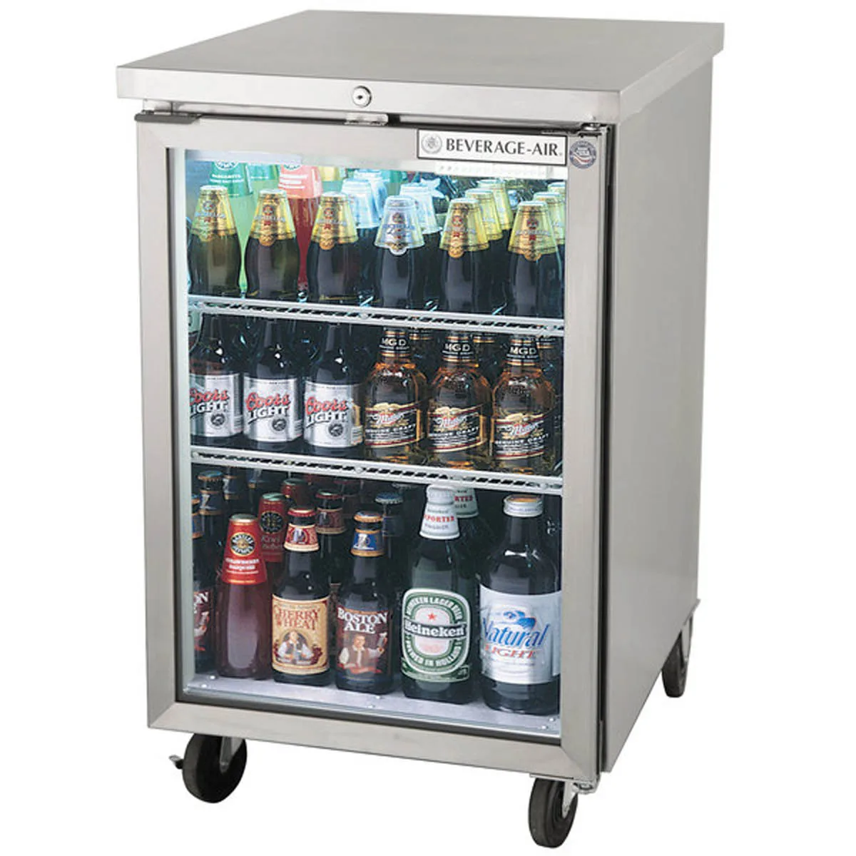 Beverage Air BB24HC-1-FG-S 24" 1 Section Black Back Bar Cooler with Glass Door