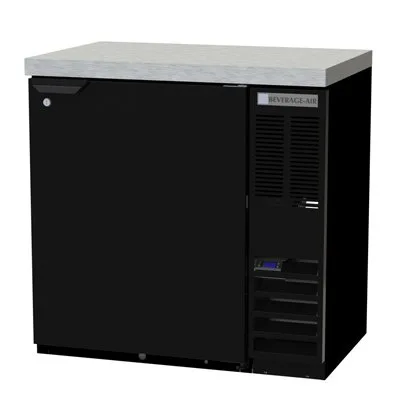 Beverage Air BB36HC-1-B-27 36" 1 Section Black Back Bar Cooler with Solid Door