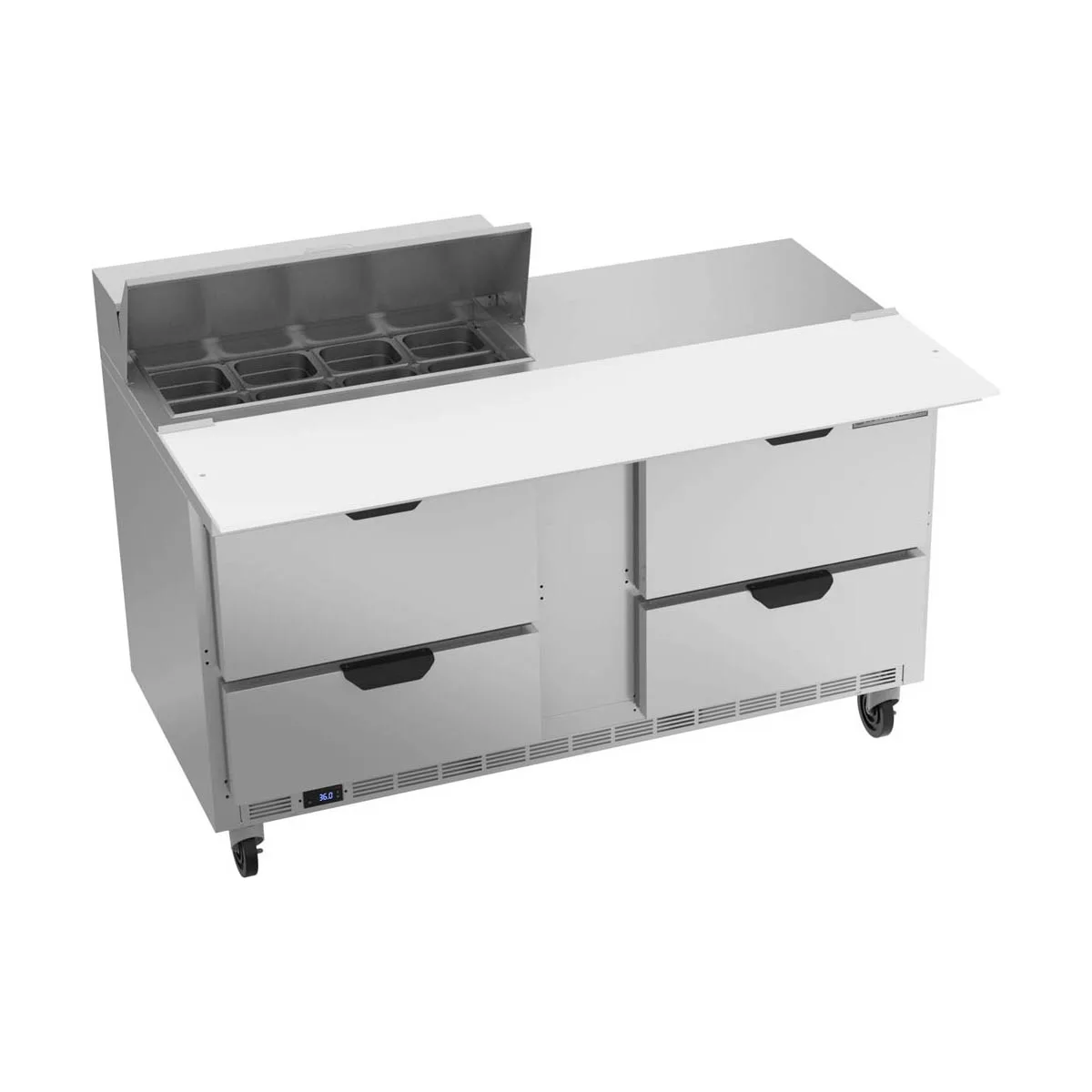 Beverage Air SPED60HC-08C-4 60" Two Section Sandwich/Salad Prep Table w/ 4 Drawers, 8 Pans