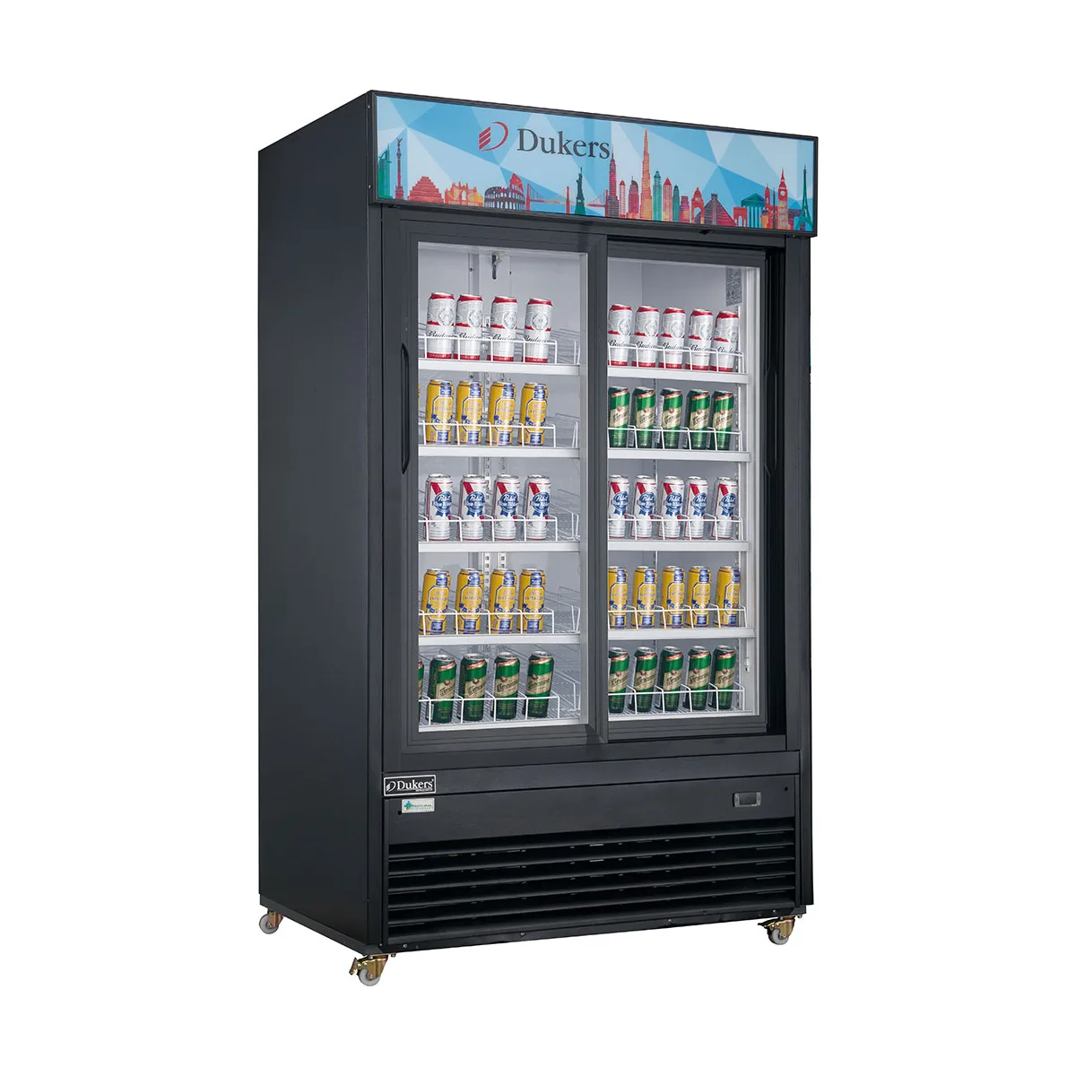 Dukers Appliance Co DSM-40SR 47" Two Glass Door Merchandiser Refrigerator in Black, 39 cu. ft.