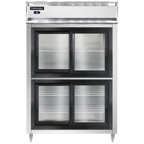 Continental Refrigerator D2RSNSGDHD 52" 2-Section Reach-In Refrigerator w/ 4 Glass Half Sliding Doors, 32 cu. ft.