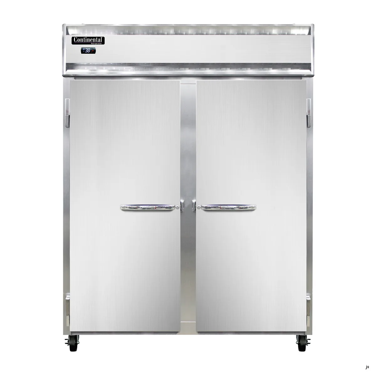 Continental Refrigerator 2REN 57" 2-Section Reach-In Refrigerator w/ 2 Solid Doors, Stainless Steel Front Aluminum Exterior, 50 cu.ft.