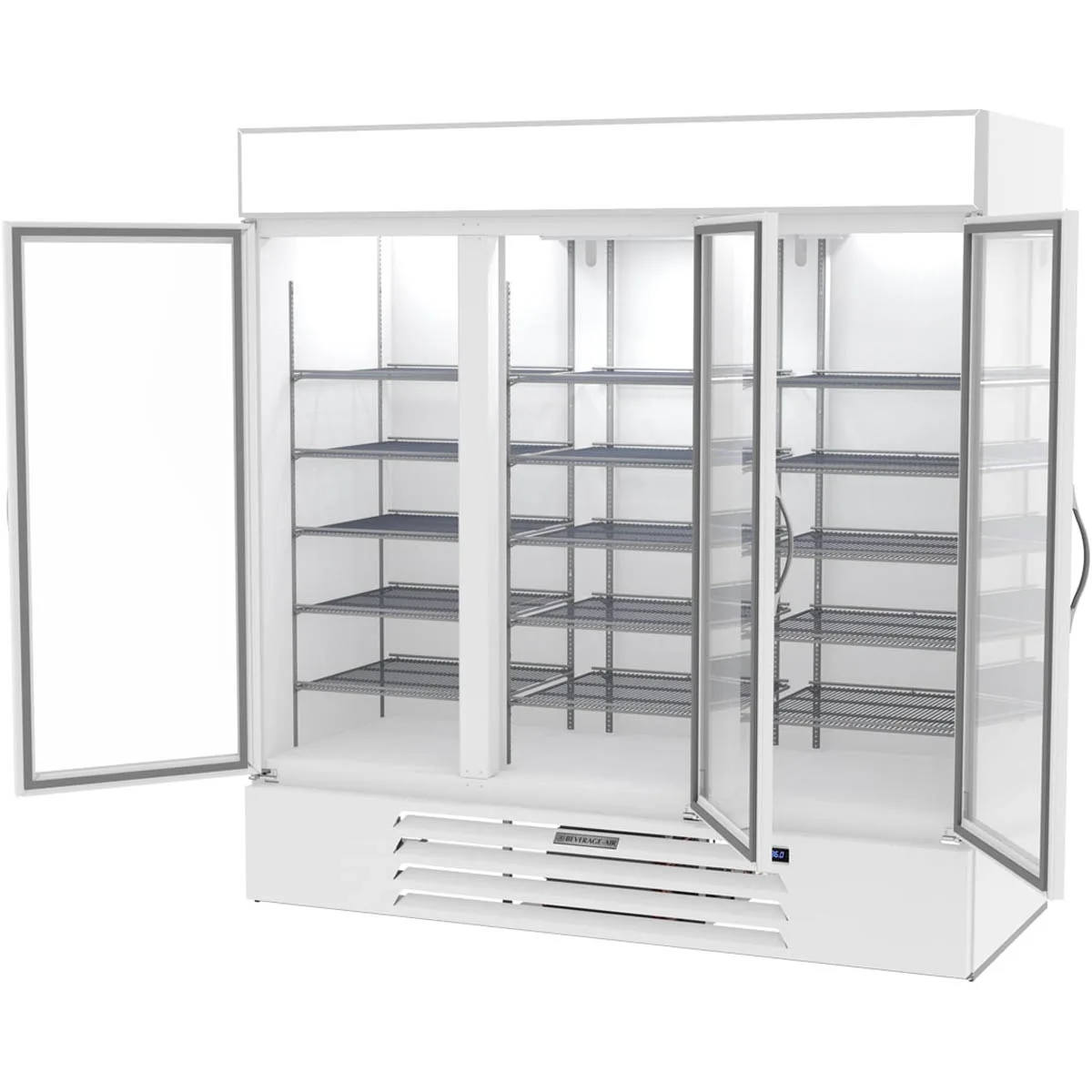 Beverage Air MMR72HC-1-W 75" Three Glass Door Merchandiser Refrigerator in White, 68.5 cu. ft.