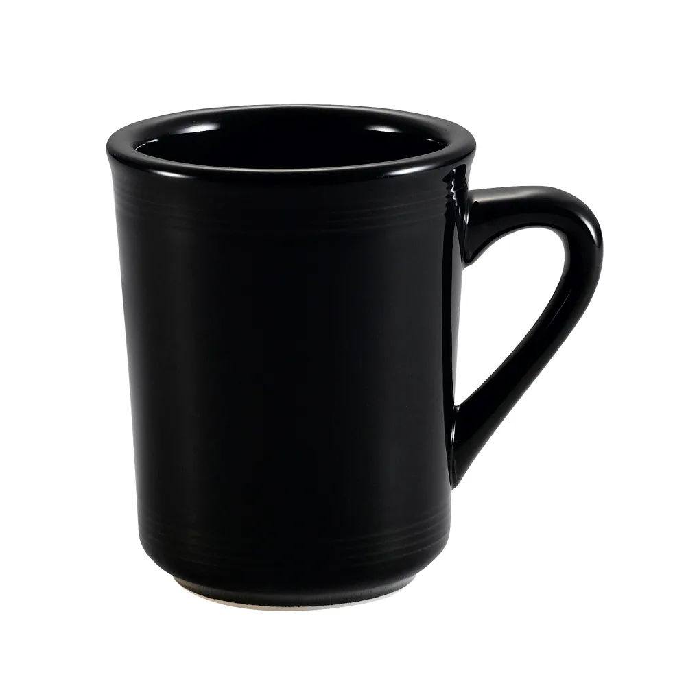 CAC China TG-17-BLK - Tango 8‑oz Porcelain Mug, 3¼" Dia x 4" Tall, Black Dishwasher Safe - 1 Dozen