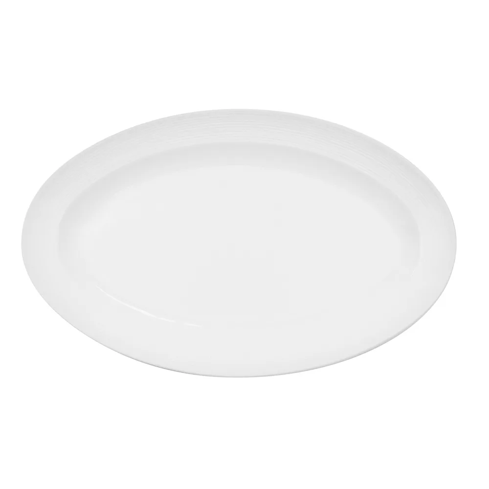 CAC China TST-12 Transitions Platter – 9-1/2"L x 6-1/4"W x 1"H Oval Porcelain White Embossed 1 Dozen