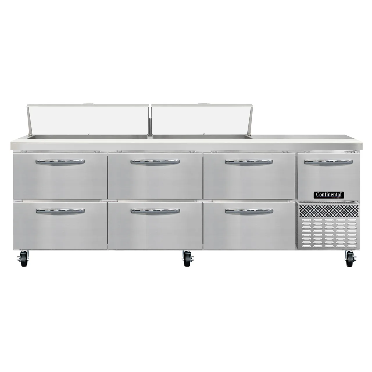 Continental Refrigerator RA93SN18-D 93" 6-Drawer Sandwich and Salad Prep Table, 18 Pans, Stainless Steel