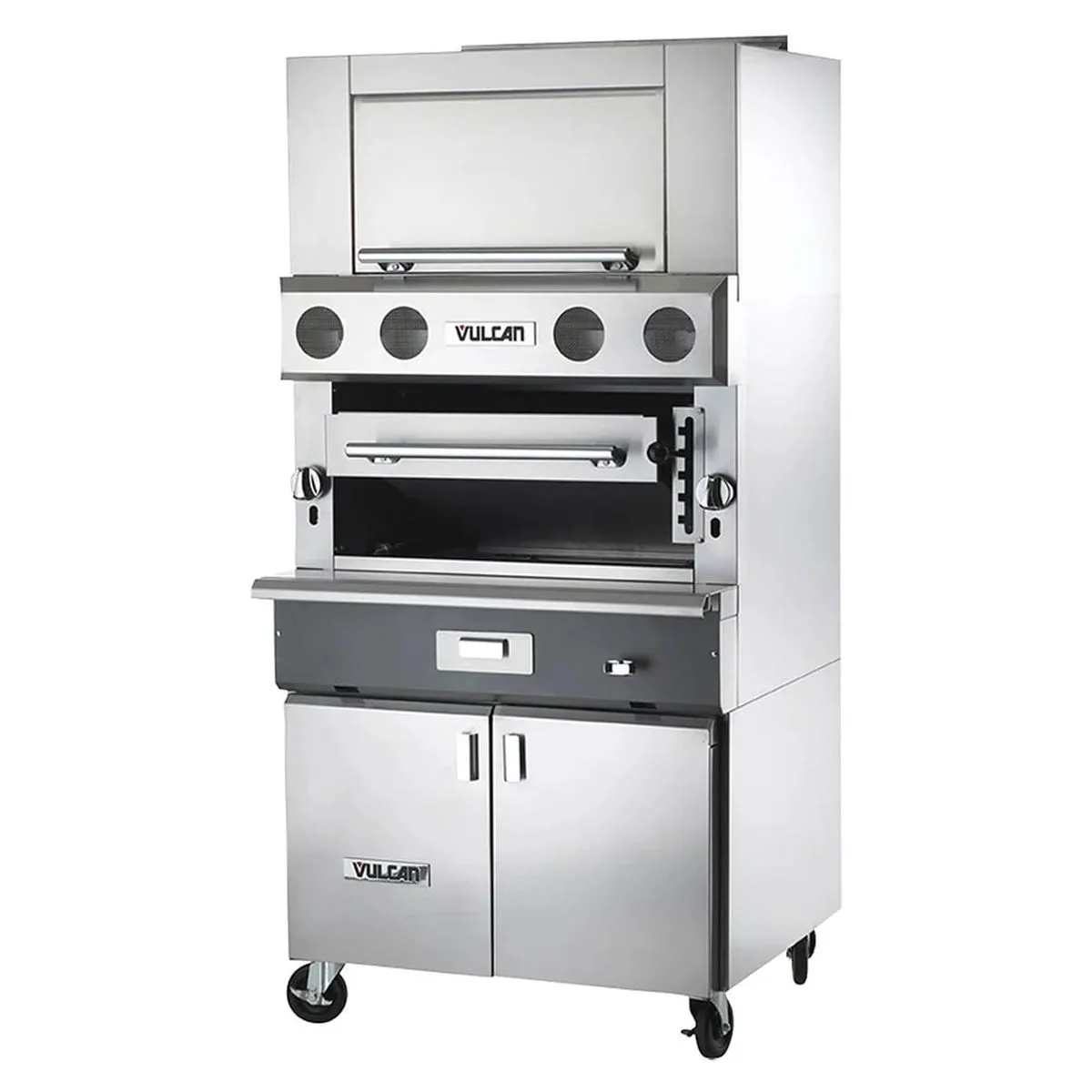 Vulcan VBB1BF Heavy Duty Double Deck Radiant Upright Broiler with (3) Burners, Cabinet Base, 100.000 BTU