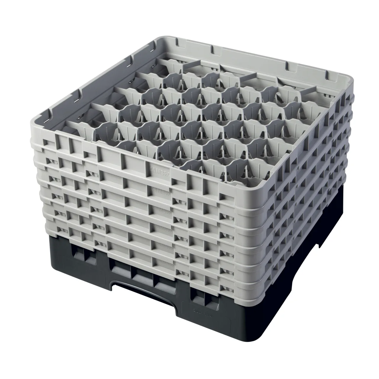 Cambro 30S1114110 Camrack Glass Rack, Full Size, 19-3/4" x 19-3/4", Black, 30 Compartments, 3-1/8" Max Dia, HACCP