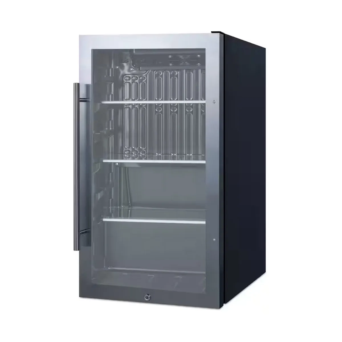 Summit SPR488BOSADA 19" Built-in Outdoor Glass Door Refrigerator in Black, ADA Compliant, 3.13 cu. ft.