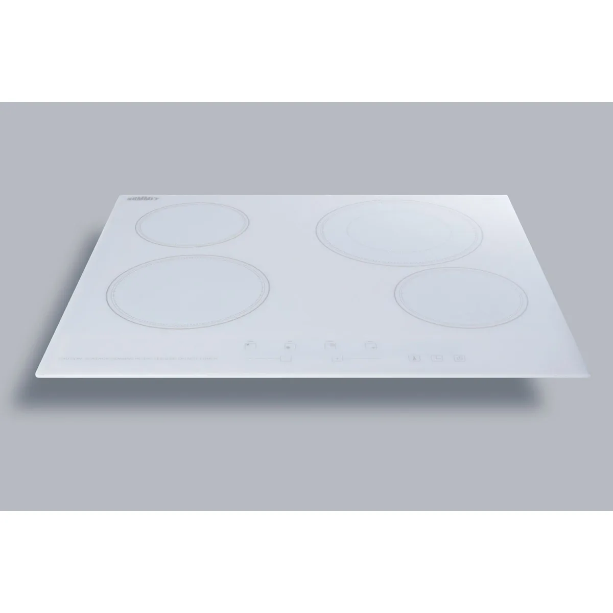 Summit CR4B23T6W 23 1/4" Electric Radiant Cooktop w/ (4) Burners, White Ceramic Glass, Digital Controls, 6.4 kW, 220v