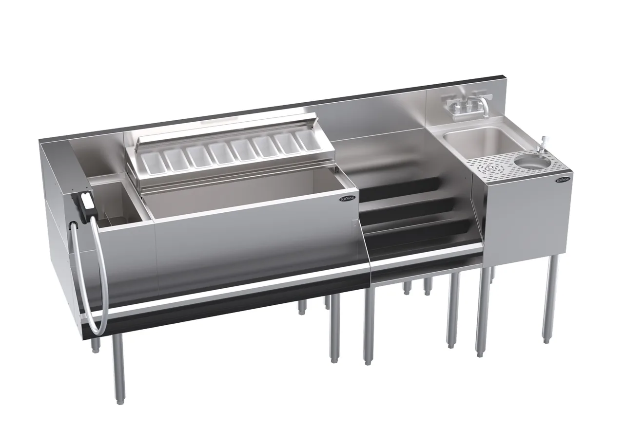 Krowne KR24-S74-10 74"W Insulated Pass-Thru Underbar Ice Bin / Cocktail Station w/ Cold Plate