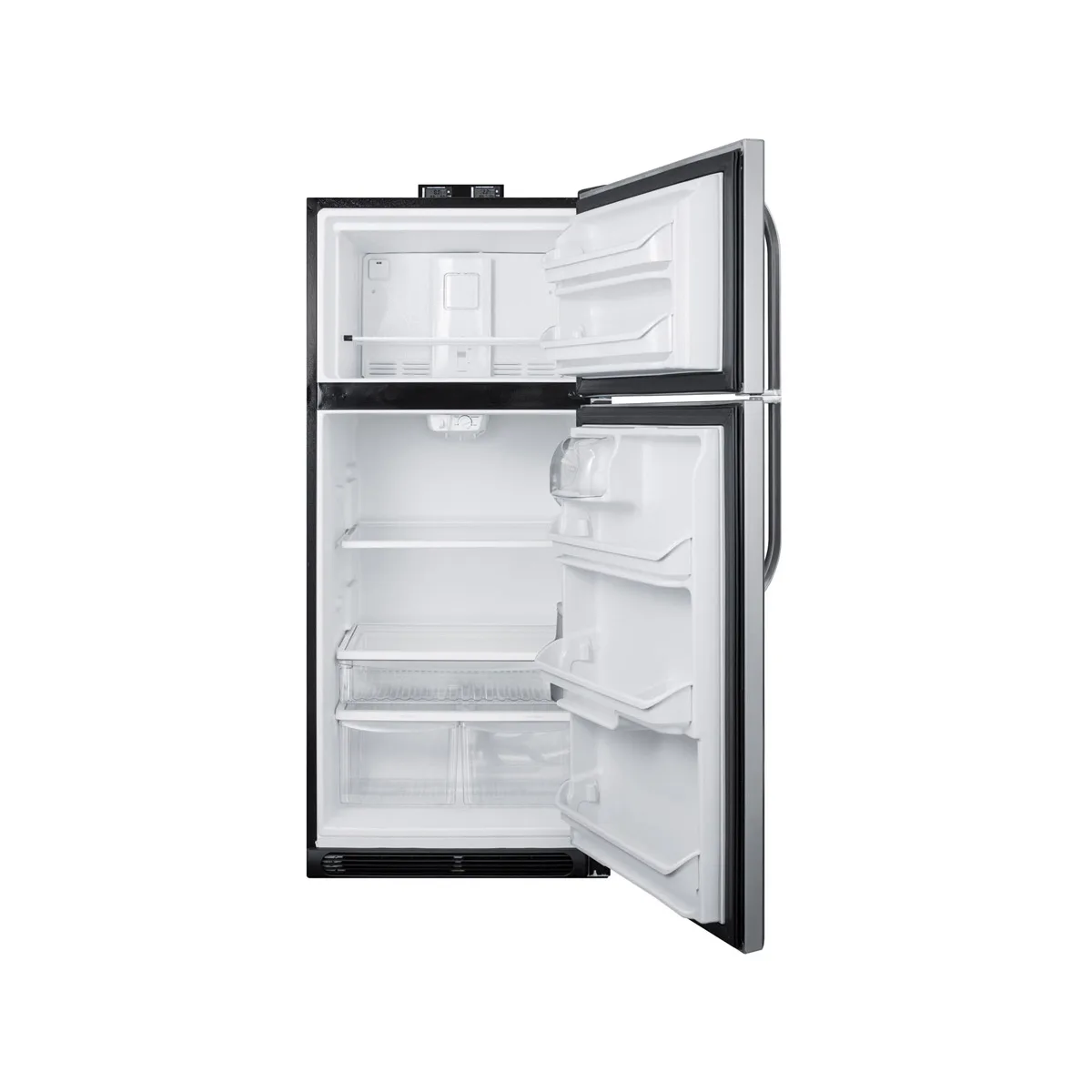 Summit BKRF21SS 30" Break Room Refrigerator-Freezer in Black, Stainless Steel Door, 21 cu. ft.