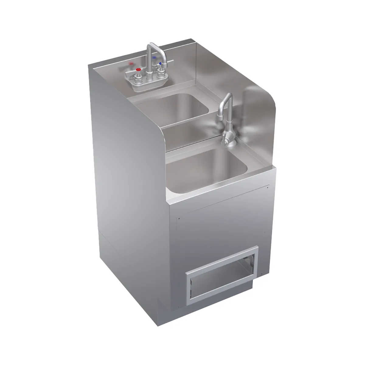 Krowne KR24-HX18 18" Underbar Hybrid Hand/Dump Sink with Soap & Towel Dispenser