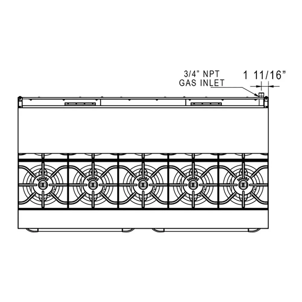 Dukers Appliance Co DCR60-10B 60" Gas Restaurant Range, 10 Burners, 2 Standard Ovens, 400.000 BTU