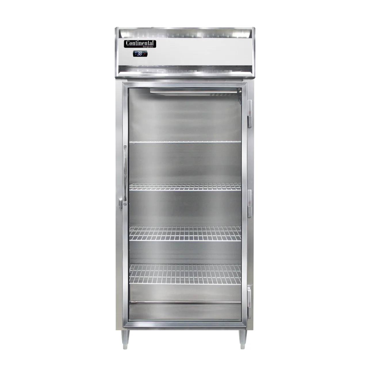 Continental Refrigerator D1RXNSSGD 36" 1-Section Reach-In Refrigerator w/ Glass Door, All Stainless Steel, 32 cu. ft.