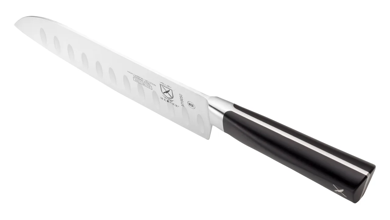 Mercer M19050 - 7" Santoku Knife, Forged Steel Blade with Granton Edge, POM Handle, NSF