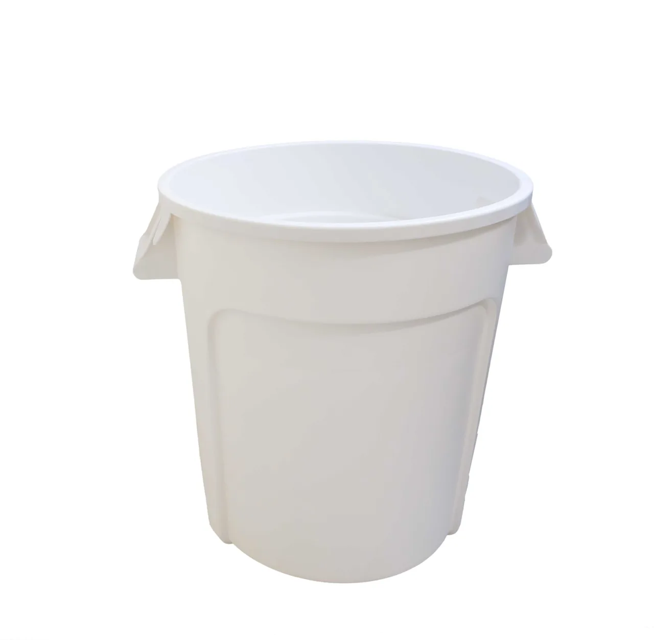 Omcan USA 80583 Commercial Round Trash Can, 20‑Gallon White Polyethylene, NSF Certified Food Storage