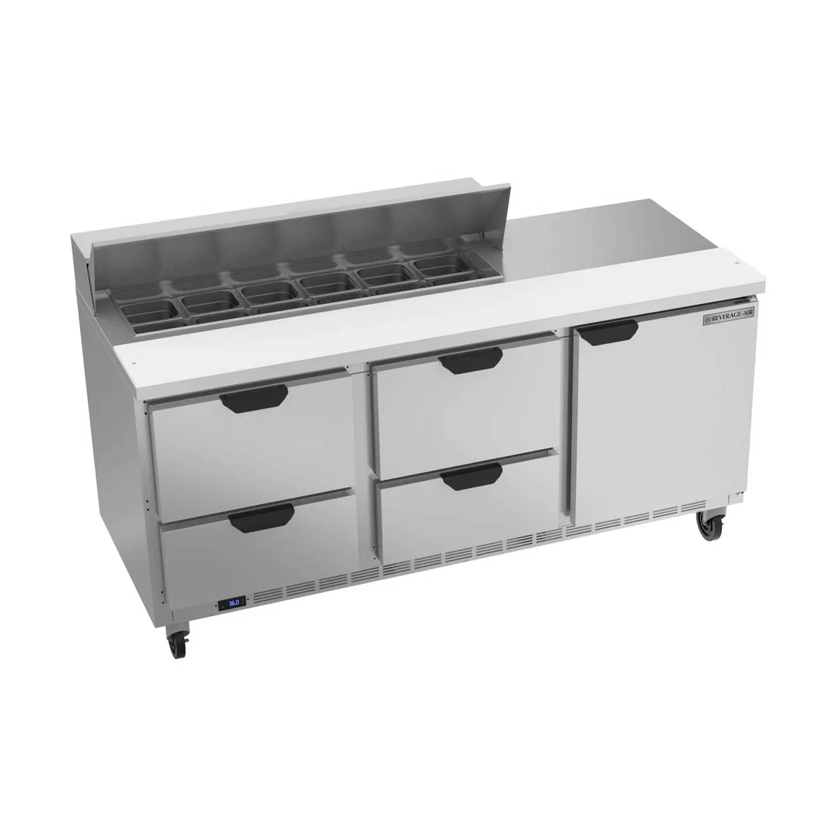 Beverage Air SPED72HC-12-4 72" Sandwich/Salad Prep Table w/ 4 Drawers & 1 Door, 12 Pans