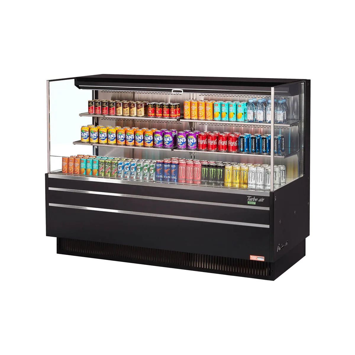 Turbo Air TOM-72L-UF-W(B)-3S-N 70" Horizontal Open Air Merchandiser, Self-Contained, 2 Shelves