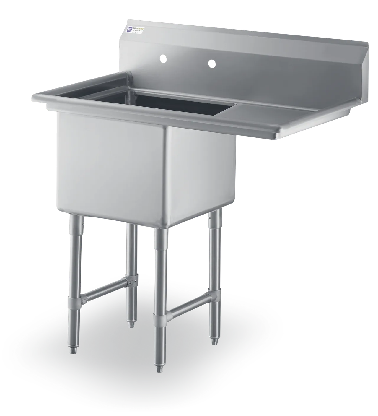 Steel Works SWS1C242414-18R-316 44.5" One Compartment Sink, 24"W x 24"L Bowl With Right-Hand Drainboards