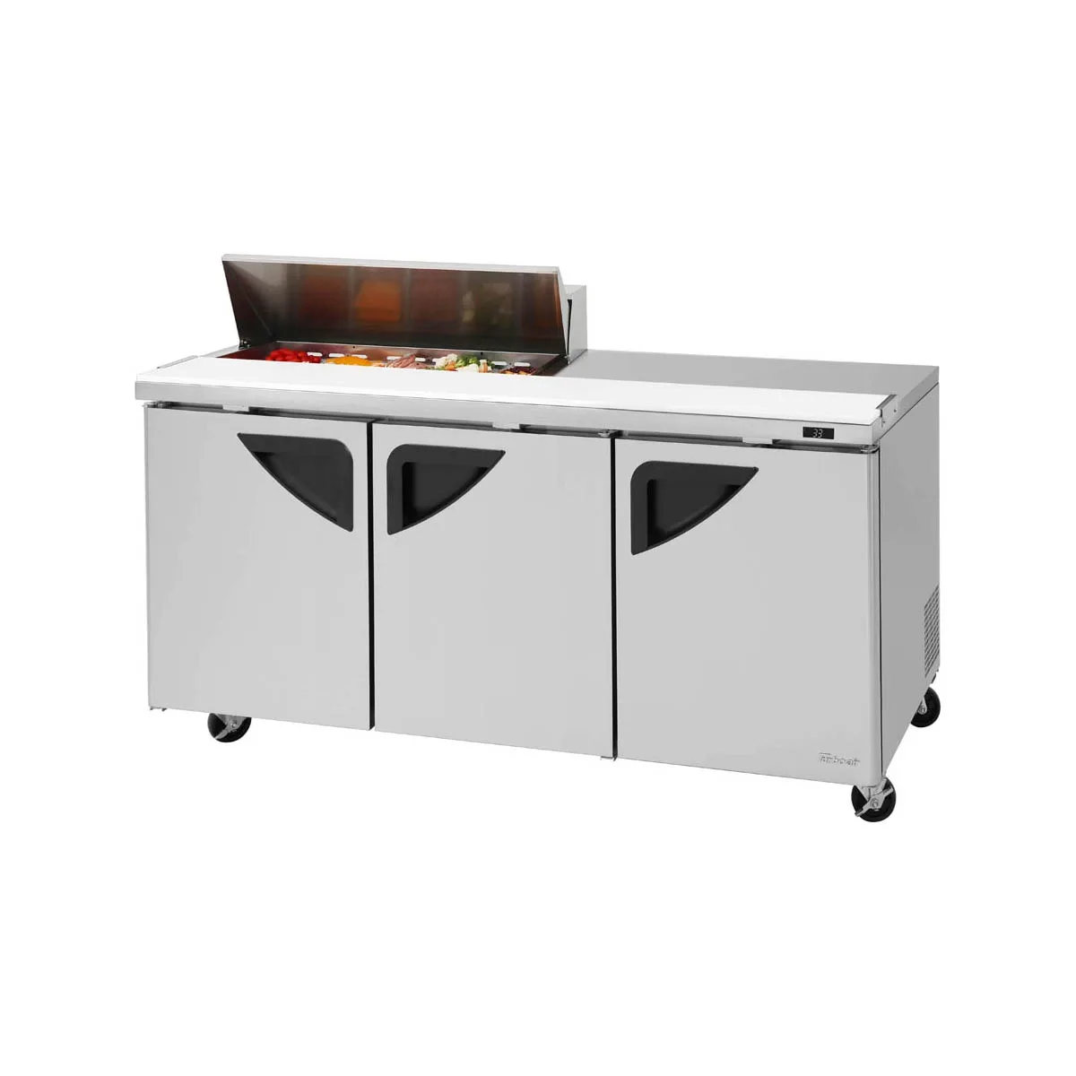 Turbo Air TST-72SD-10S-N 72" Three Section Sandwich / Salad Prep Table w/ 3 Doors, 10 Pans