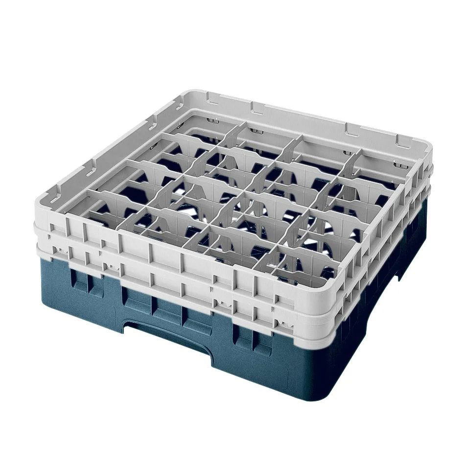 Cambro 16S434414 Camrack Glass Rack, Teal, Full Size, 19-3/4 x 19-3/4, 16 Compartments, 4-3/8 Max Dia, HACCP