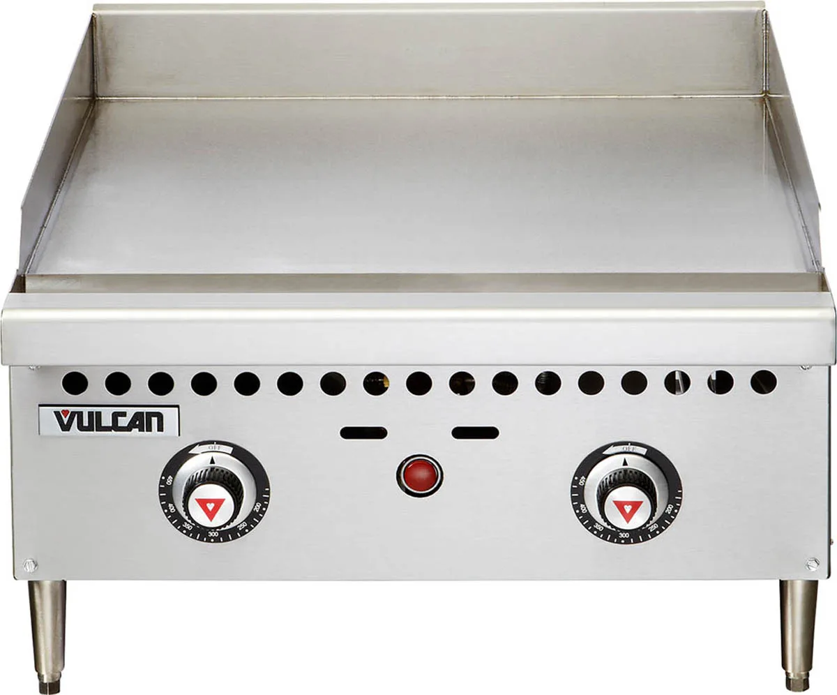 Vulcan VCRG24-T 24" Countertop Gas Griddle, Snap-Action Thermostat, 1" Steel Plate, 50.000 BTU