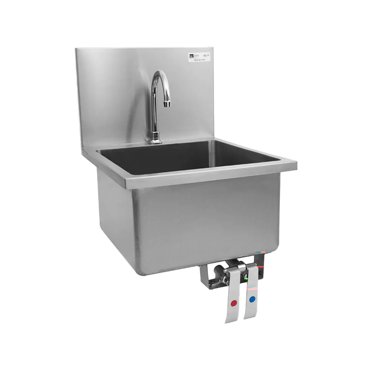 John Boos PBHS-W-1616-KV 18" Wall Mounted Hand Sink w/Hands Free Faucet & Double Knee Valves-16 g
