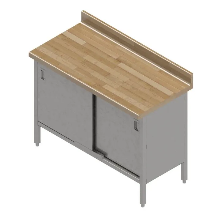 John Boos EBSW7R4-3060 Work Table, Cabinet Base with Sliding Doors