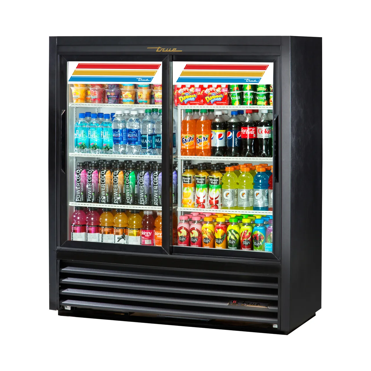 True GDM-41SL-48-HC-LD 46" 2-Section Sliding Door Lower Height Refrigerated Merchandiser