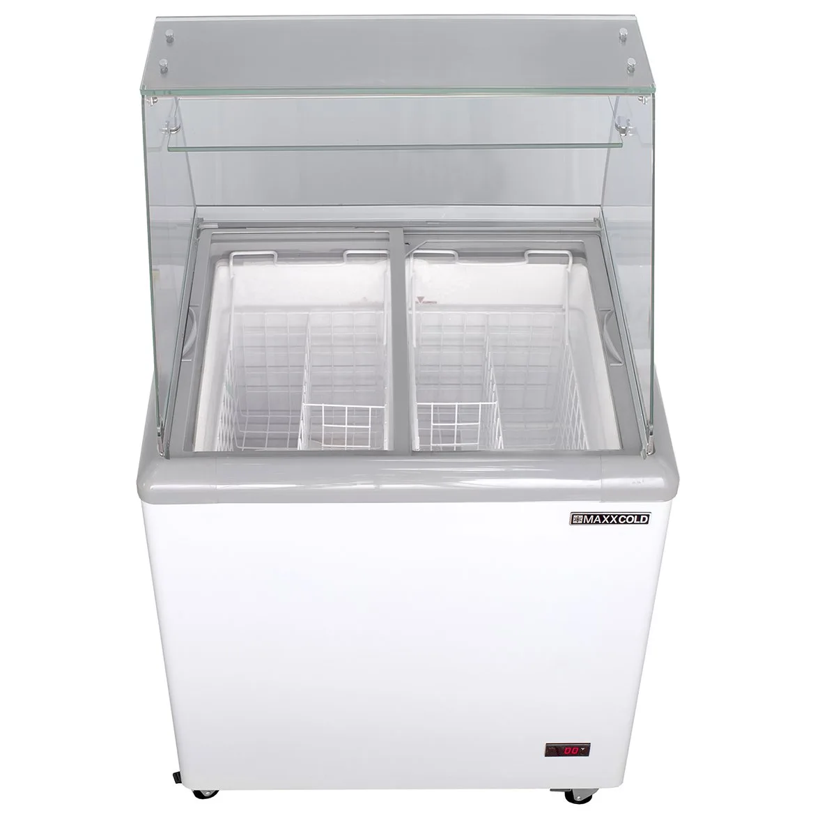 Maxx Cold MXDC-4 31" Ice Cream Dipping Cabinet w/ Curved Sneeze Guard