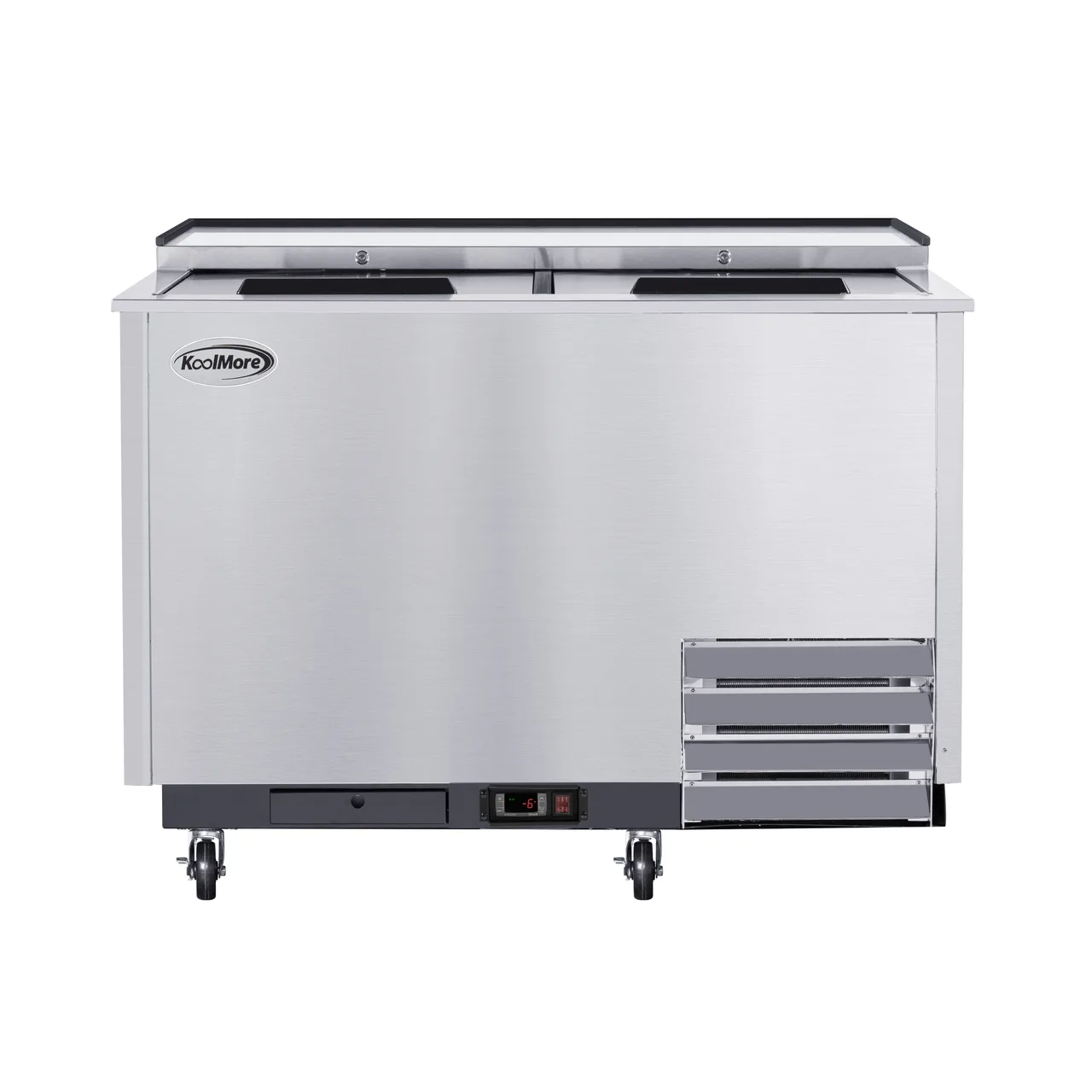 Koolmore KM-GF50-SS Glass Froster, 50"W x 26-7/10"D x 34-1/5"H, 14 cu ft, Black, 7 Shelves, 0‑7°F