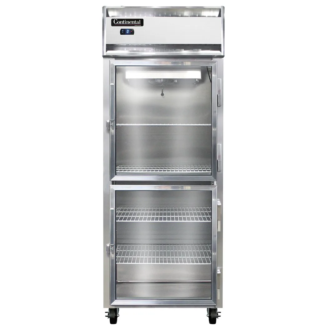 Continental Refrigerator 1FESNGDHD 28" One Section Reach-In Freezer w/ 2 Glass Half Doors, 18 cu. ft.